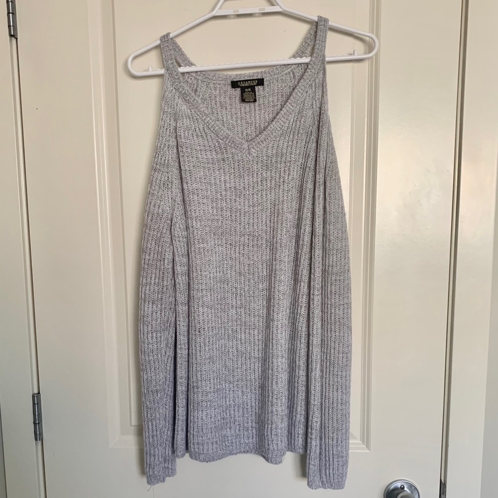 Cold shoulder knit sweater
